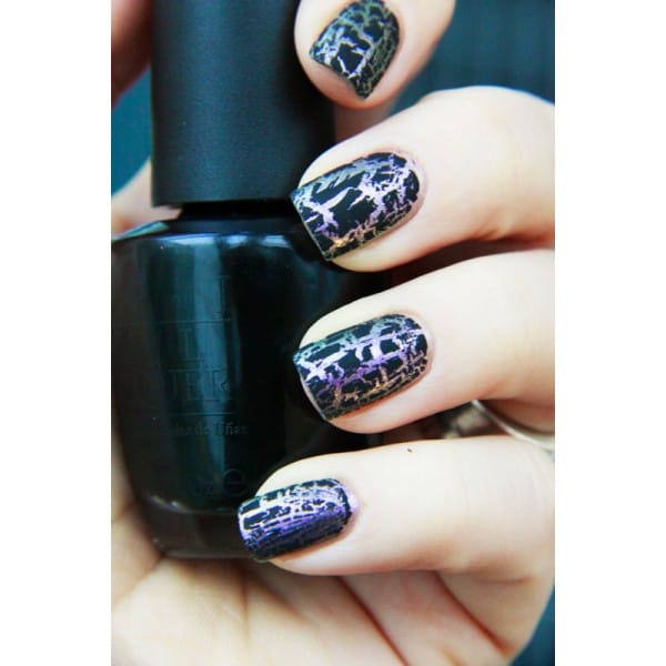 crackle black on pink gel | Crackle nails, Crackle nail polish, Nail polish  designs